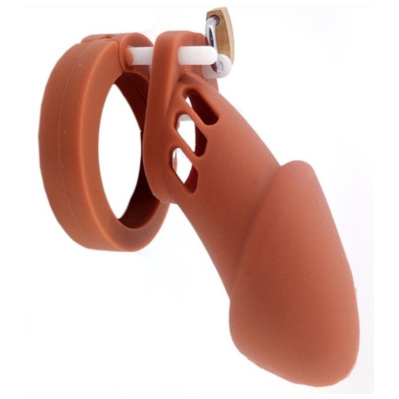 Cage de chasteté Silicone Bran 9 x 3cm Marron