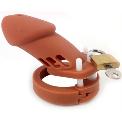 Cage de chasteté Silicone Bran 9 x 3cm Marron