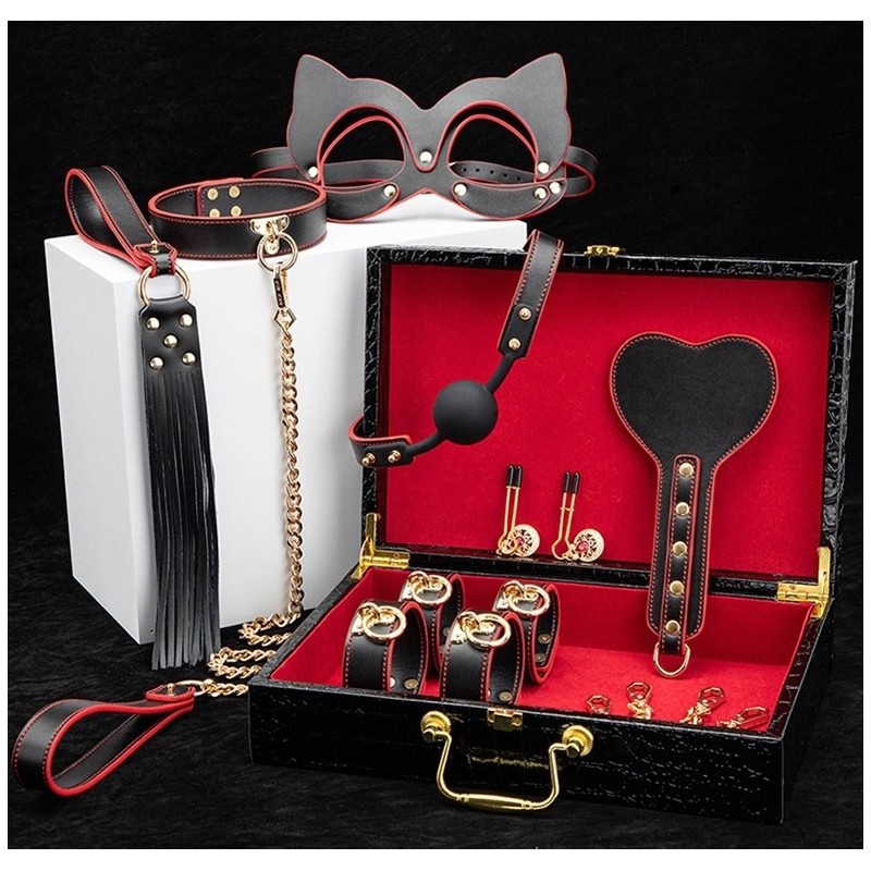 Coffret SM Bondage 8 Pièces Noir-Rouge