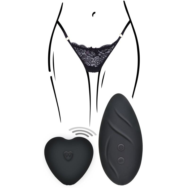 Stimulateur de clitoris télécommandé Panty Angel Noir