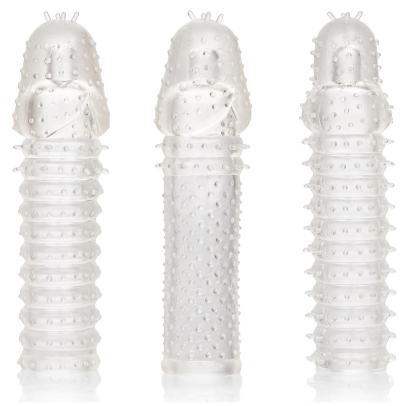 Kit de 3 Gaines de pénis texturées Ribbed Extend 14 x 4cm