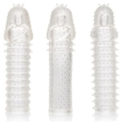 Kit de 3 Gaines de pénis texturées Ribbed Extend 14 x 4cm- Gaines Pénis en stock sur Fun et plaisirs