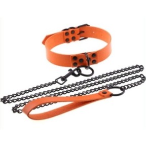 Collier-laisse Punk Orange- Colliers & Laisses en stock sur Fun et plaisirs