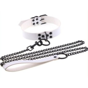 Collier-Laisse Punk Blanc- Colliers & Laisses en stock sur Fun et plaisirs