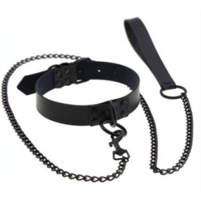 Collier-Laisse Punk Noir- Colliers & Laisses en stock sur Fun et plaisirs