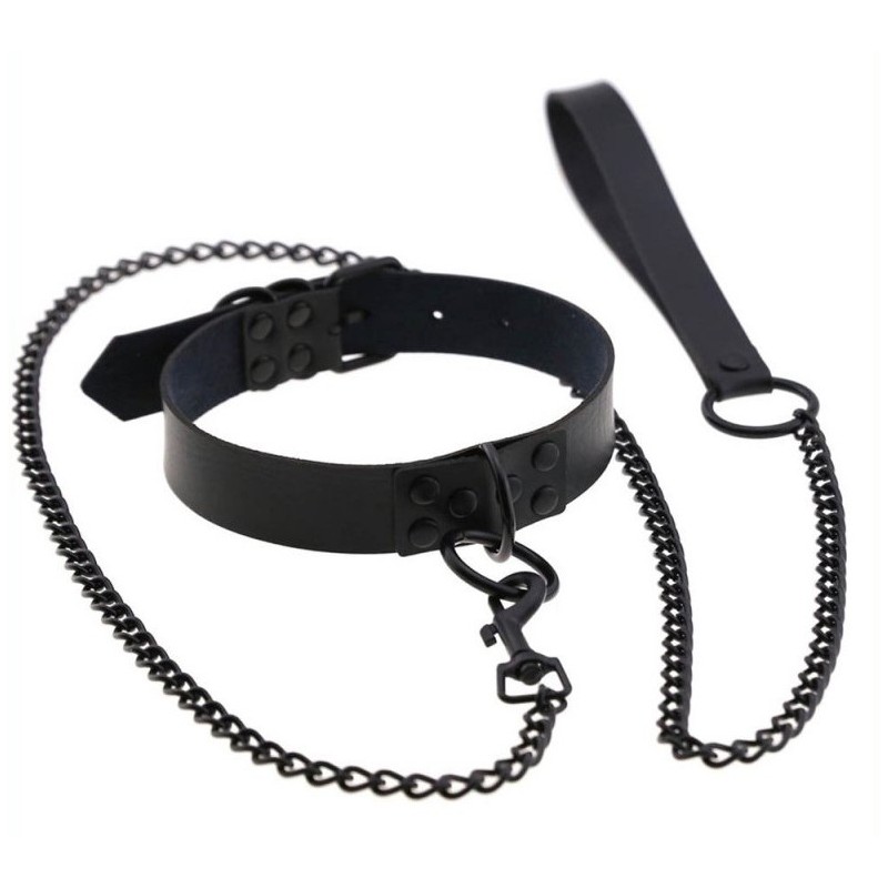 Collier-Laisse Punk Noir