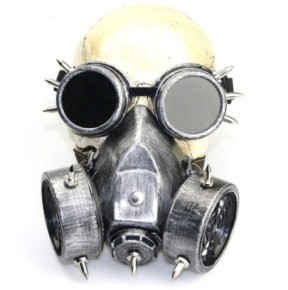 Masque à gaz et lunettes Rivets Silver Argenté- MASQUES en stock sur Fun et plaisirs