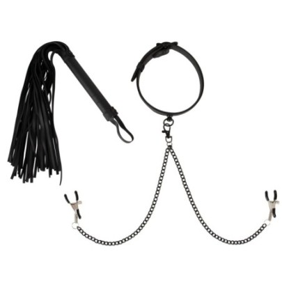 Ensemble Pince-Tétons et Martinet Vegan Fetish- Colliers & Laisses en stock sur Fun et plaisirs