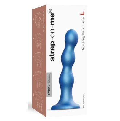 Plug Silicone Balls Strap-On-Me L 15 x 3.9cm Bleu