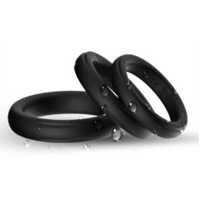 Lot de 3 cockring Silicone Set Ring Noirs- Cockrings Flexibles en stock sur Fun et plaisirs