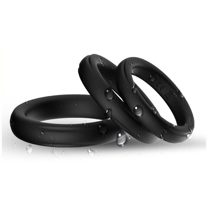 Lot de 3 cockring Silicone Set Ring Noirs