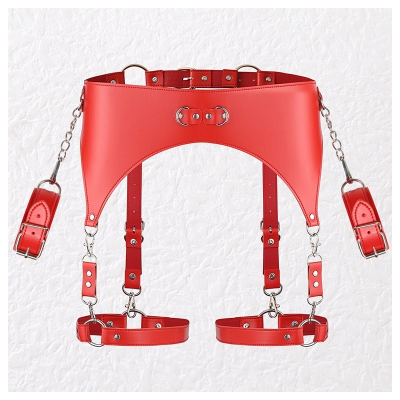 Ceinture Porte-Jarretelles et Menottes Rouge