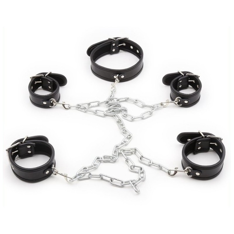 Set de restriction Collier et Menottes Noir