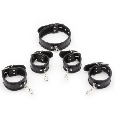 Set de restriction Collier et Menottes Noir