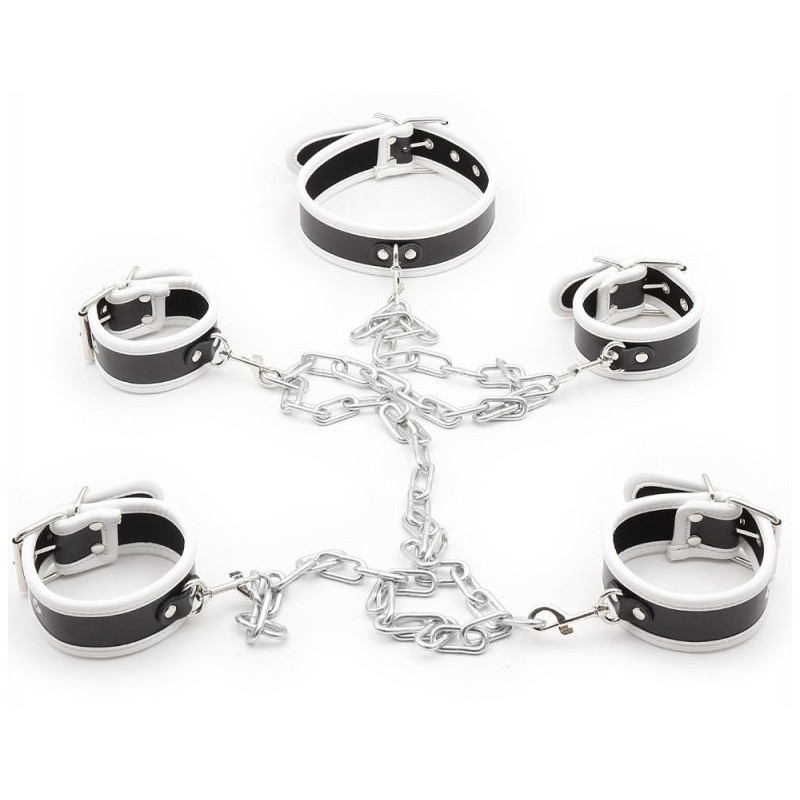 Set de restriction Collier et menottes Noir-Blanc