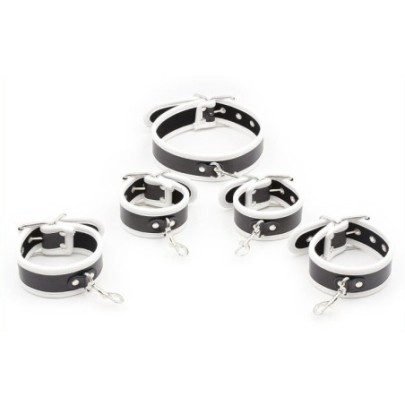 Set de restriction Collier et menottes Noir-Blanc