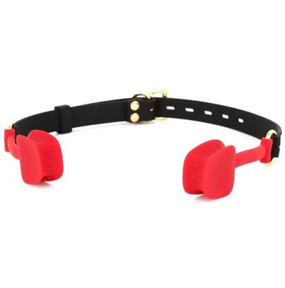 Bâillon en silicone Zen Open Noir-Rouge- Baillons BDSM en stock sur Fun et plaisirs