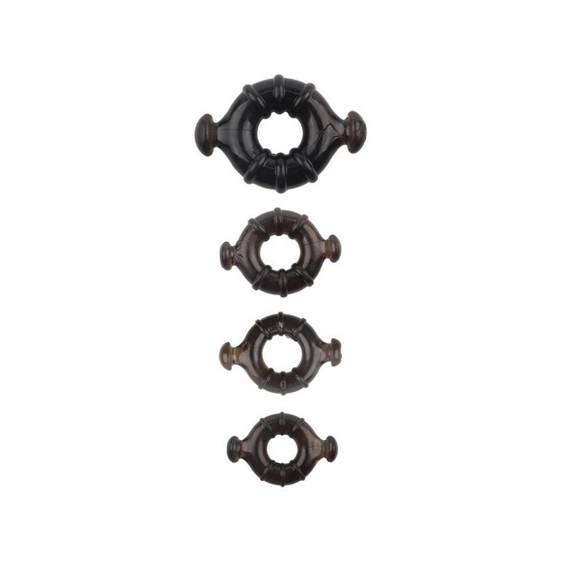 Lot de 4 cockrings Rudder Noirs