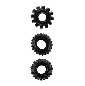 Lot de 3 Cockrings souples Gear Up Noirs- Cockrings Flexibles en stock sur Fun et plaisirs