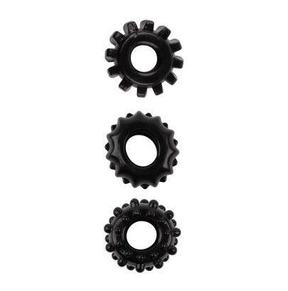 Lot de 3 Cockrings souples Gear Up Noirs- Cockrings Flexibles en stock sur Fun et plaisirs