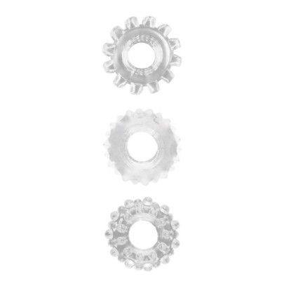 Lot de 3 Cockrings souples GEAR UP Transparents- Cockrings Flexibles en stock sur Fun et plaisirs