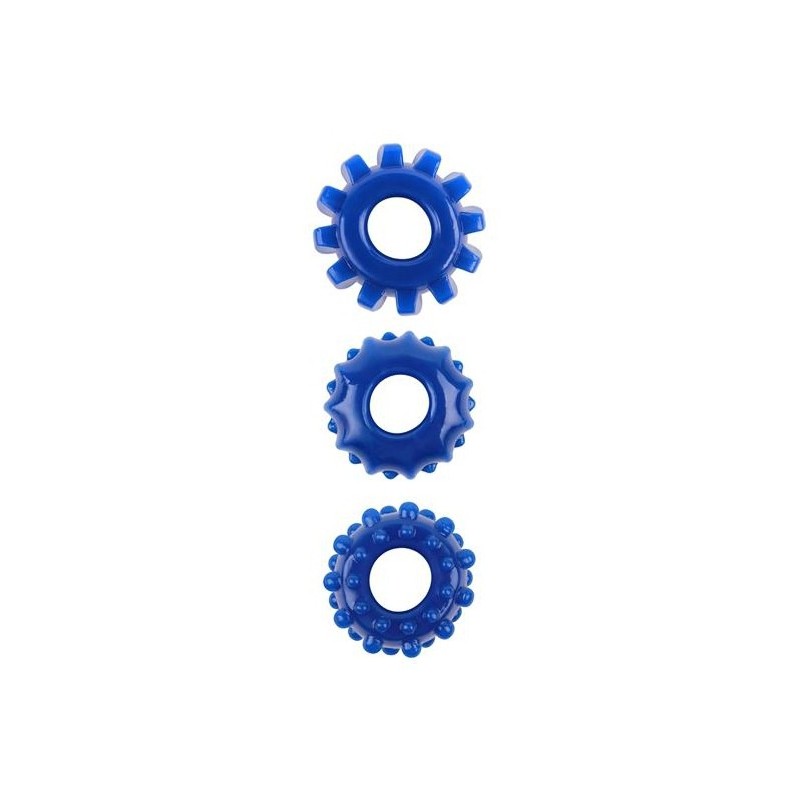 Lot de 3 Cockrings souples Gear Up Bleus