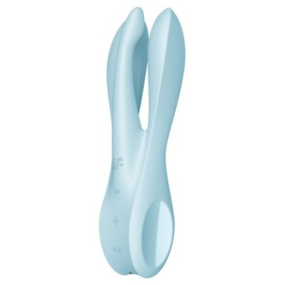 Stimulateur de clitoris vibrant Threesome 1 Satisfyer Bleu- Vibromasseurs Design en stock sur Fun et plaisirs