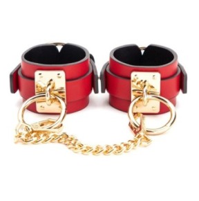 Menottes de poignets Goldy Cuff Rouge-Noir- Menottes en stock sur Fun et plaisirs