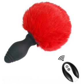 Plug vibrant avec Pompon Tailyvibe 6.5 x 3.1cm Rouge- Bijoux Anal en stock sur Fun et plaisirs