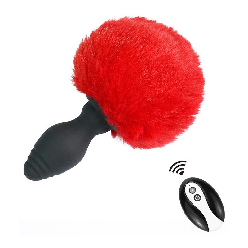 Plug vibrant avec Pompon Tailyvibe 6.5 x 3.1cm Rouge