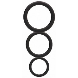 Set de 3 cockrings noirs en silicone- Cockrings Flexibles en stock sur Fun et plaisirs