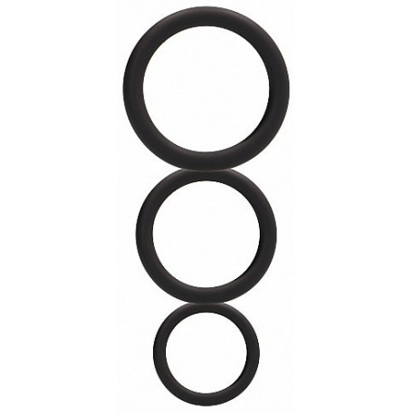 Set de 3 cockrings noirs en silicone- Cockrings Flexibles en stock sur Fun et plaisirs