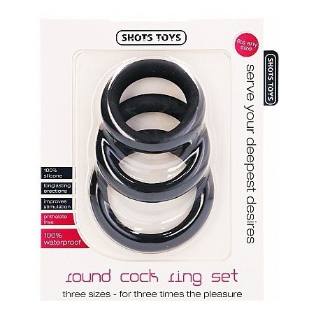 Set de 3 cockrings noirs en silicone