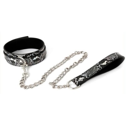 Collier-laisse Snakine Noir-Argenté- Colliers & Laisses en stock sur Fun et plaisirs