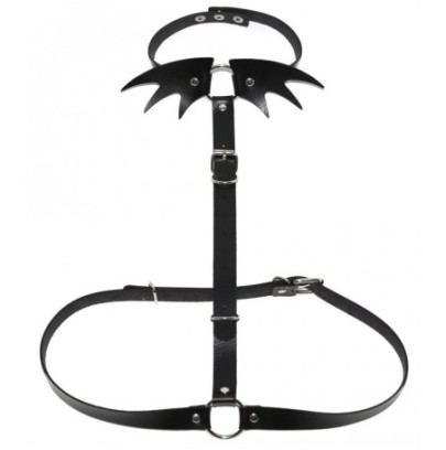 Collier Sm + ceinture Belt Wing Noir- Harnais Femme en stock sur Fun et plaisirs