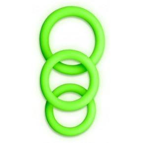 Lot de 3 cockrings phosphorescent Glow Annels 20-30mm- Cockrings Flexibles en stock sur Fun et plaisirs