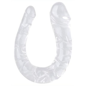 Double Gode Transparent U Jelly XL 19 x 5cm