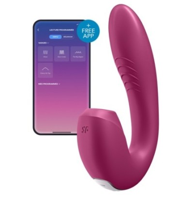 Stimulateur de clitoris connecté Sunray Satisfyer Framboise- Stimulateurs à Aspiration en stock sur Fun et plaisirs