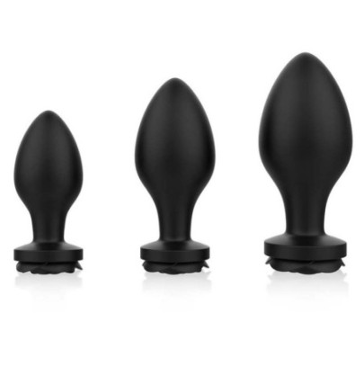 Lot de 3 plugs bijou Silicone Rosa Noirs- Bijoux Anal en stock sur Fun et plaisirs