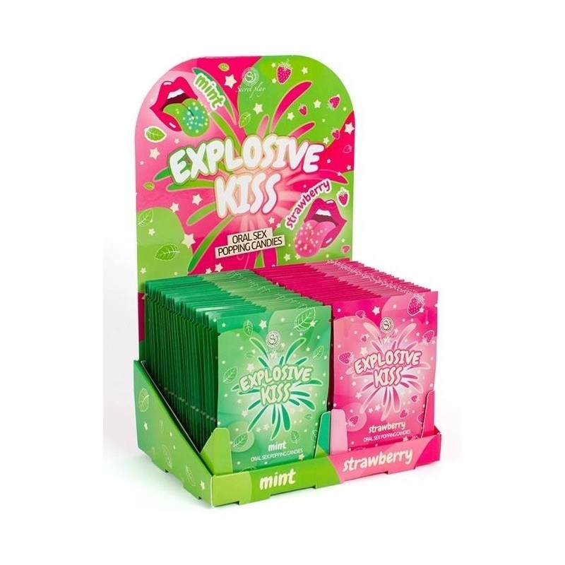 Pack de 48 bonbons Poudre pétillante Explosive Kiss Menthe et Fraise