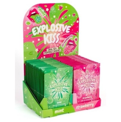 Pack de 48 bonbons Poudre pétillante Explosive Kiss Menthe et Fraise- EV Jeune Fille en stock sur Fun et plaisirs