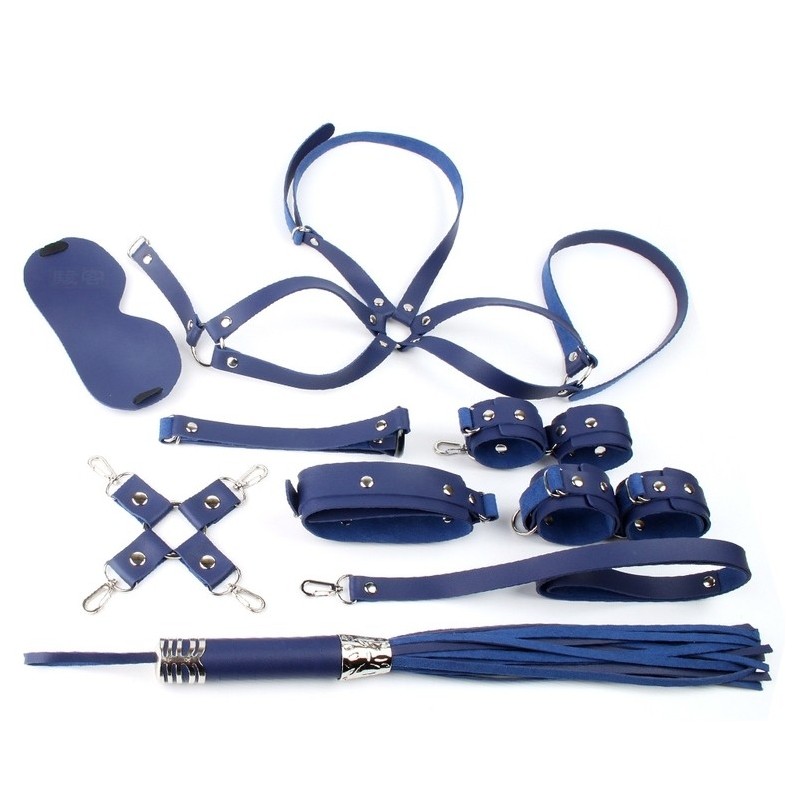 Coffret Bondage Sm Obedience 10 Pièces Bleu