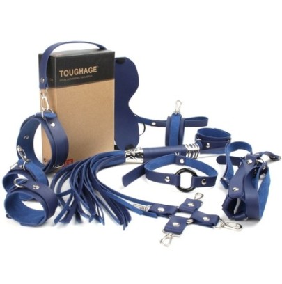 Coffret Bondage Sm Obedience 10 Pièces Bleu