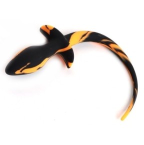 Plug Queue de chien Dog Tail 7.5 x 3.1cm Noir-Orange- Puppy Play