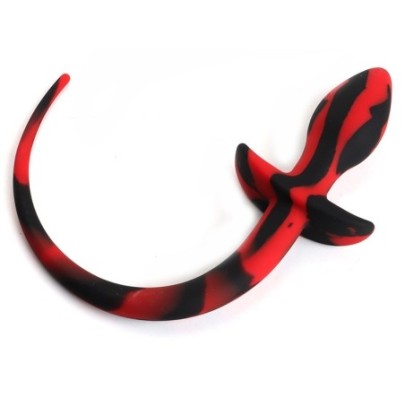 Plug Queue de chien Dog Tail 7.5 x 3.1cm Noir-Rouge- Puppy Play