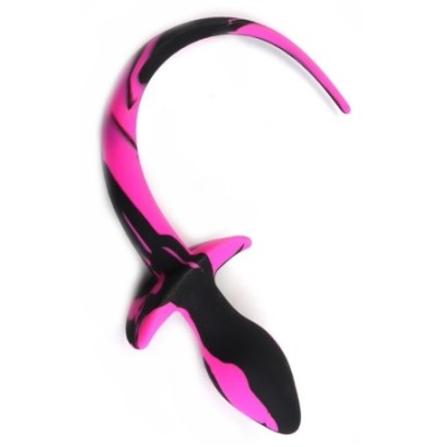 Plug Queue de chien Dog Tail 7.5 x 3.1cm Noir-Rose- Puppy Play