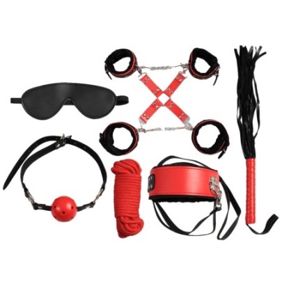 Kit Sm Secret Play 8 Pièces Noir-Rouge- Kit SM en stock sur Fun et plaisirs