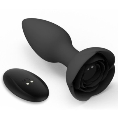 Plug Bijou Vibrant Rose 10 x 4cm Noir- Plugs Vibrants en stock sur Fun et plaisirs