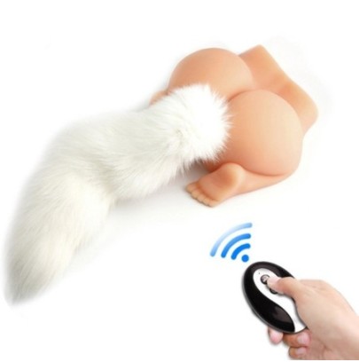 Plug Queue Vibrant Fox Tail Vibe 6.5 x 3.2cm - Queue 40cm Blanche