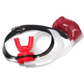 Bâillon Urinoir avec Cage souple Rouge- Jeux Uro en stock sur Fun et plaisirs